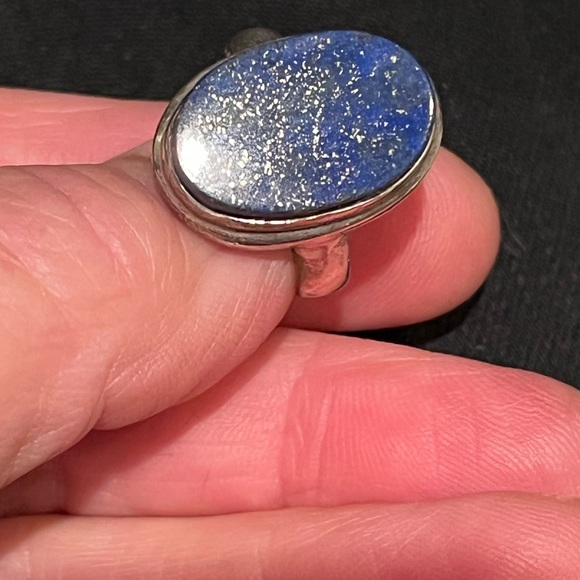 Silver ring blue stone with speckles 925 sterling - Picture 9 of 9